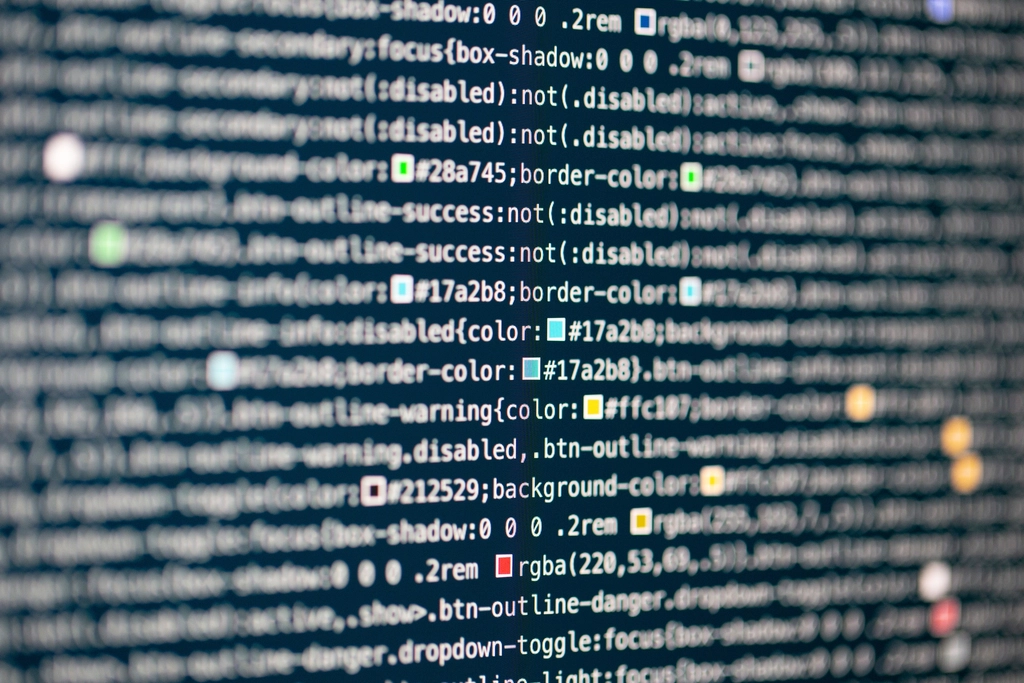 Lines of computer code on a monitor